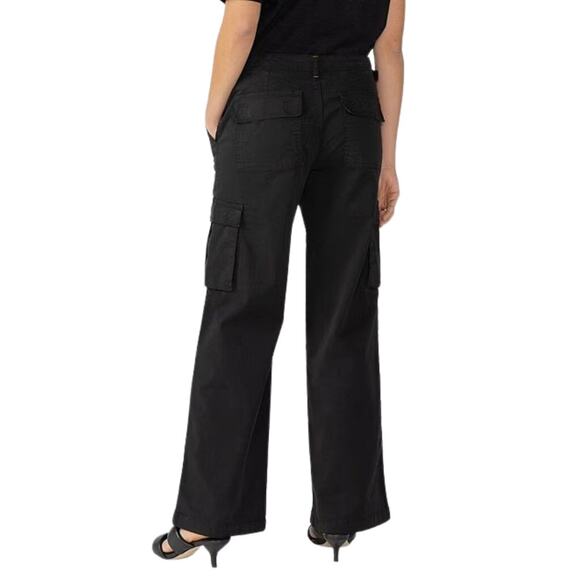 Sanctuary Black Wide Leg Cargo Pants L NWT Cotton Blend Utility Street Style - Picture 2 of 7